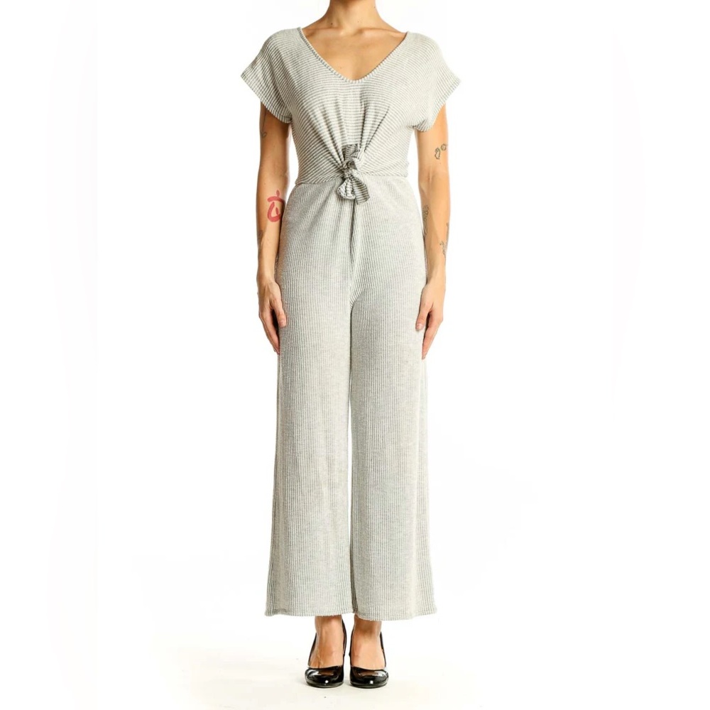 Anthropologie Caution To The Wind Size Large Women's‎ Gray Wide Leg Jumpsuit
